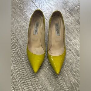 Jimmy Choo Yellow Stiletto Heel Shoes size 38.5 used Patent Leather